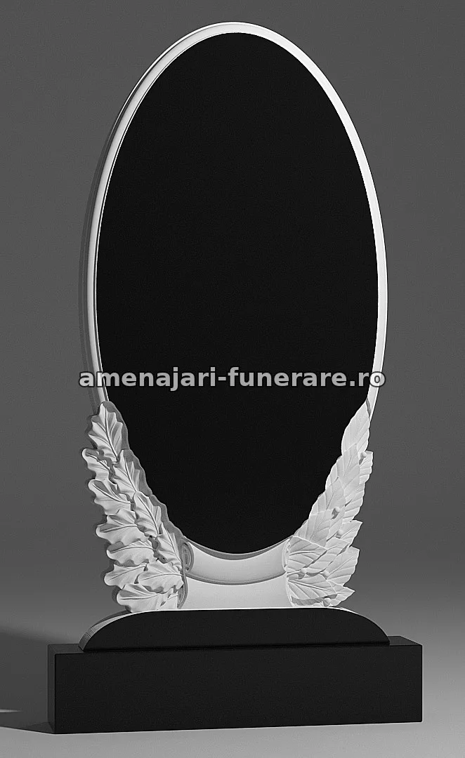 Monument oval cu frunze sculptate - model 190, marmură la amenajari-funerare.ro