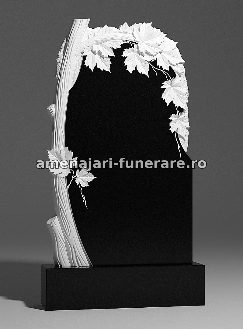 Monument cu frunze sculptate - model 193, marmură și granit la amenajari-funerare.ro