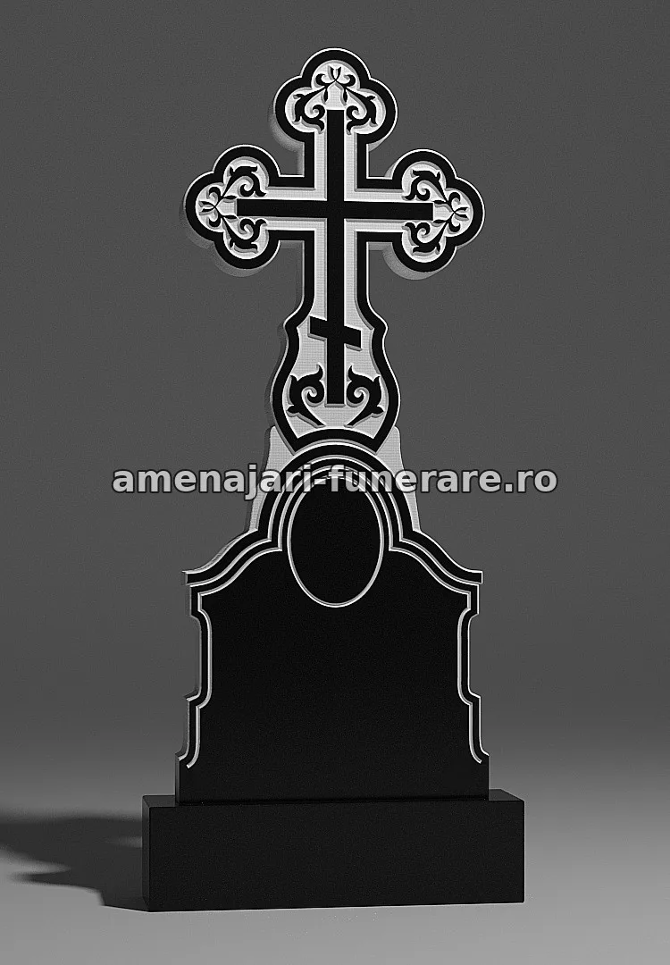 Monument cu cruce ornamentată - model 210, granit la amenajari-funerare.ro