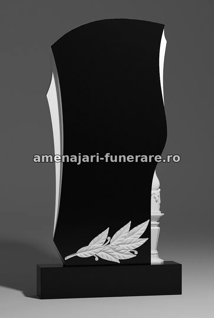 Monument cu frunze sculptate - model 213, marmură și granit la amenajari-funerare.ro