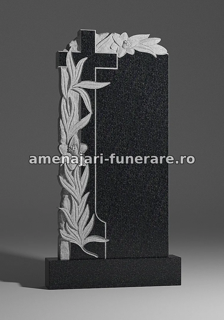 Monument cu flori sculptate - model 215, marmură și granit la amenajari-funerare.ro