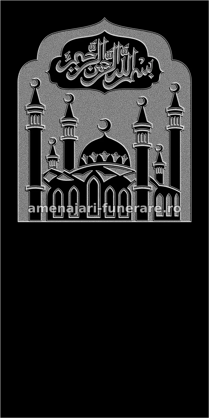 Monument cu moschee stilizată - model 216, granit la amenajari-funerare.ro