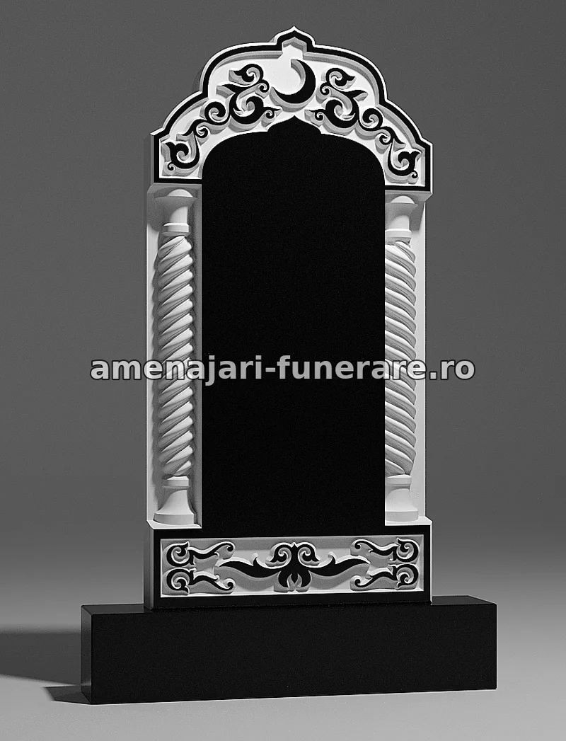 Monument cu coloane și ornamente - model 218, marmură la amenajari-funerare.ro