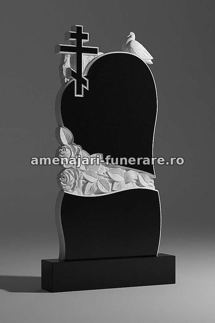 Monument cu cruce și porumbel - model 223, granit la amenajari-funerare.ro