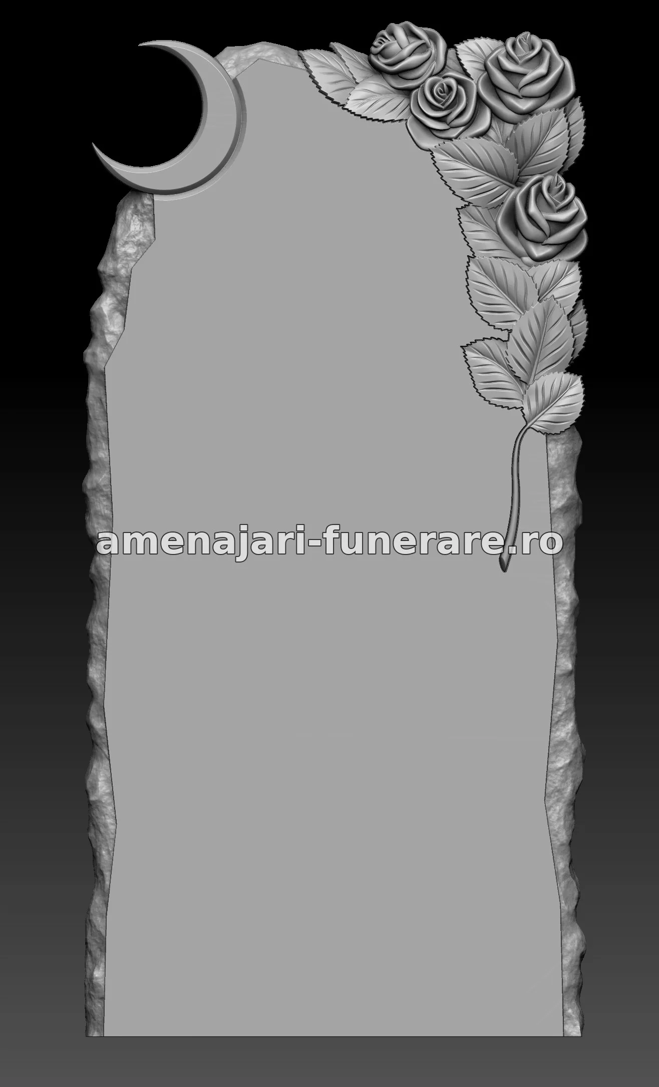Monument cu flori și lună - model 227, marmură la amenajari-funerare.ro