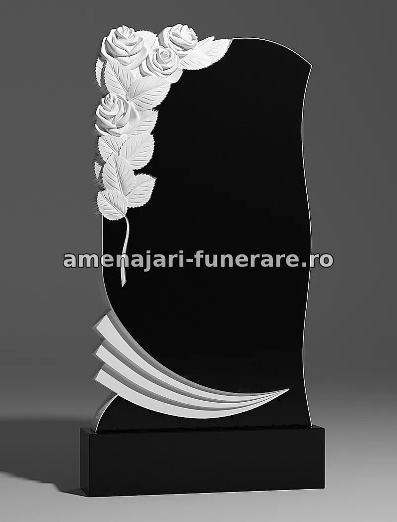 Monument cu trandafiri sculptați - model 228, marmură și granit la amenajari-funerare.ro