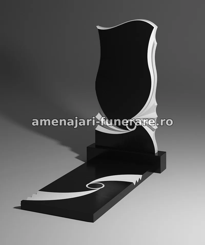 Monument elegant cu formă ondulată - model 232, granit la amenajari-funerare.ro