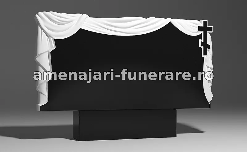 Cadru cu draperie și cruce - model 236, marmură și granit la amenajari-funerare.ro