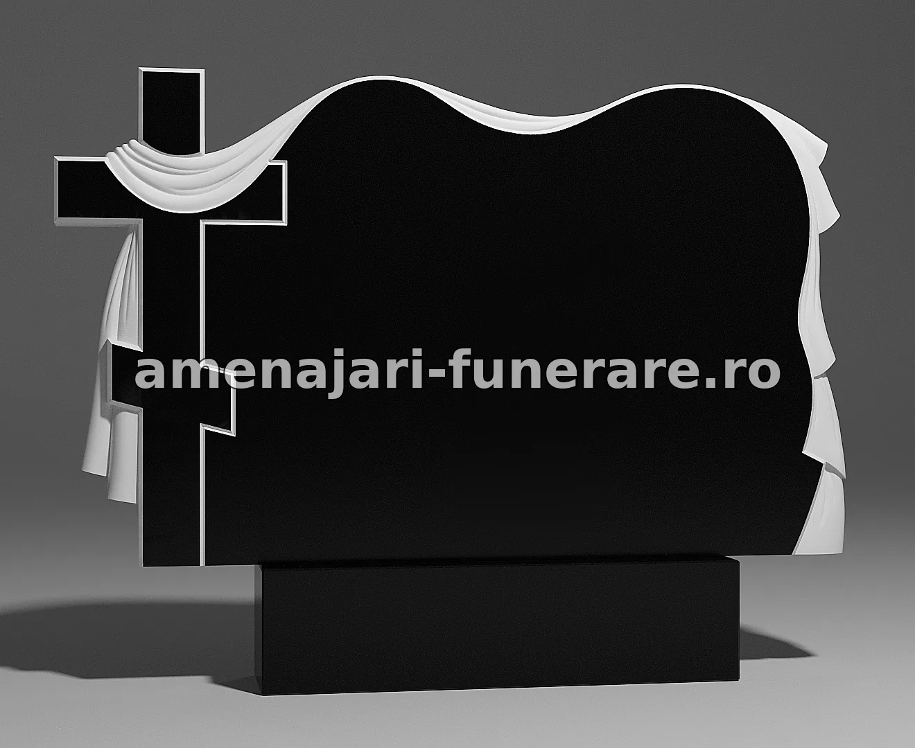 Monument cu cruce și draperie elegantă - model 238, marmură și granit la amenajari-funerare.ro