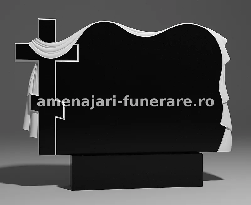 Monument cu cruce și draperie elegantă - model 238, marmură și granit la amenajari-funerare.ro