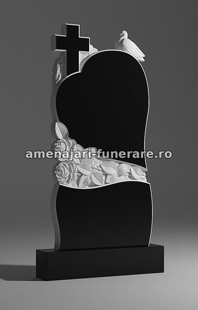 Monument cu cruce și porumbel sculptat - model 240, marmură și granit la amenajari-funerare.ro