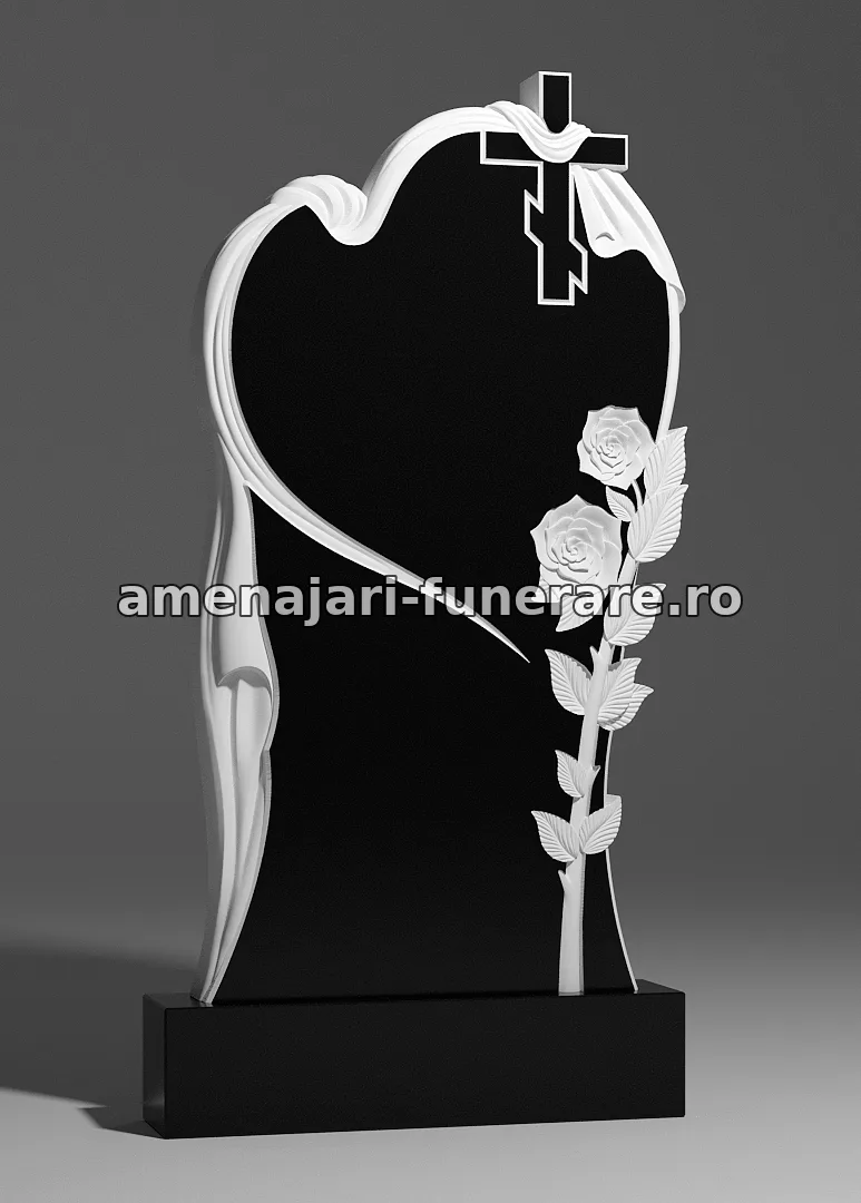 Monument cu inimă și cruce - model 241, marmură și granit la amenajari-funerare.ro