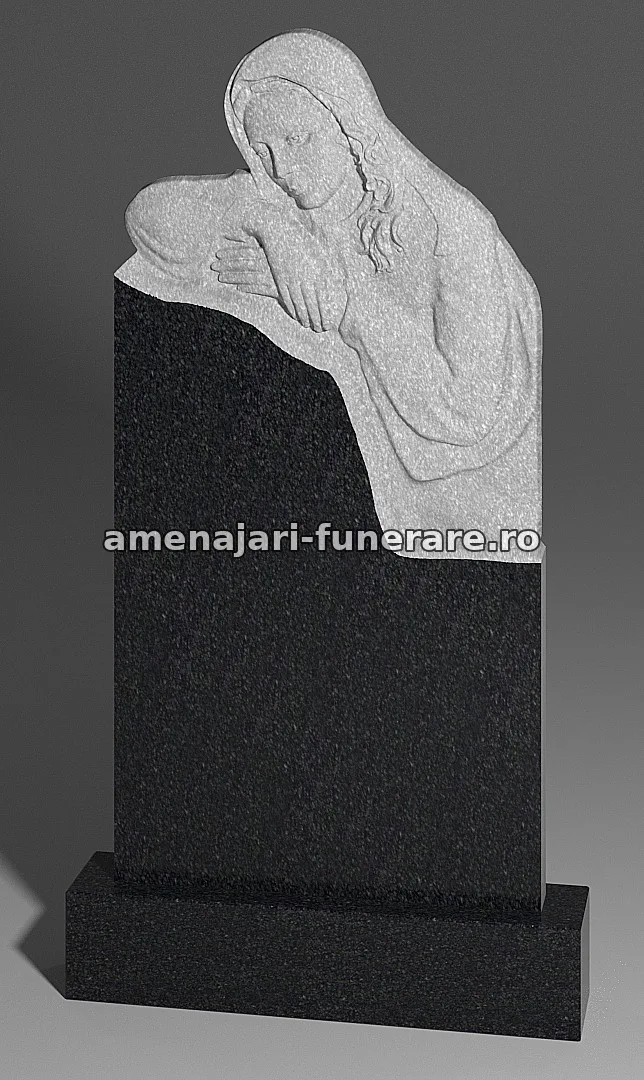 Monument cu figură îngenuncheată - model 244, marmură și granit la amenajari-funerare.ro