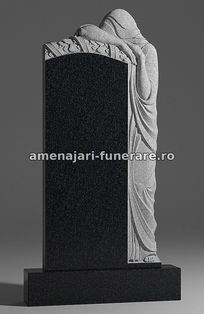 Monument cu figură îndurerată - model 245, marmură și granit la amenajari-funerare.ro