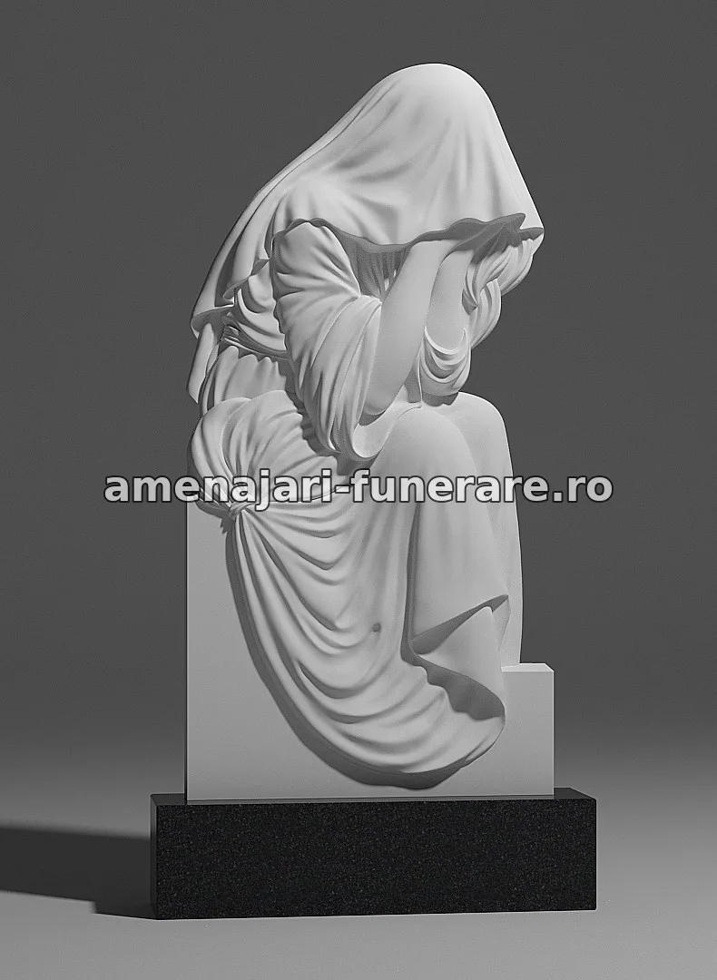 Monument cu figură îndurerată - model 246, marmură și granit la amenajari-funerare.ro