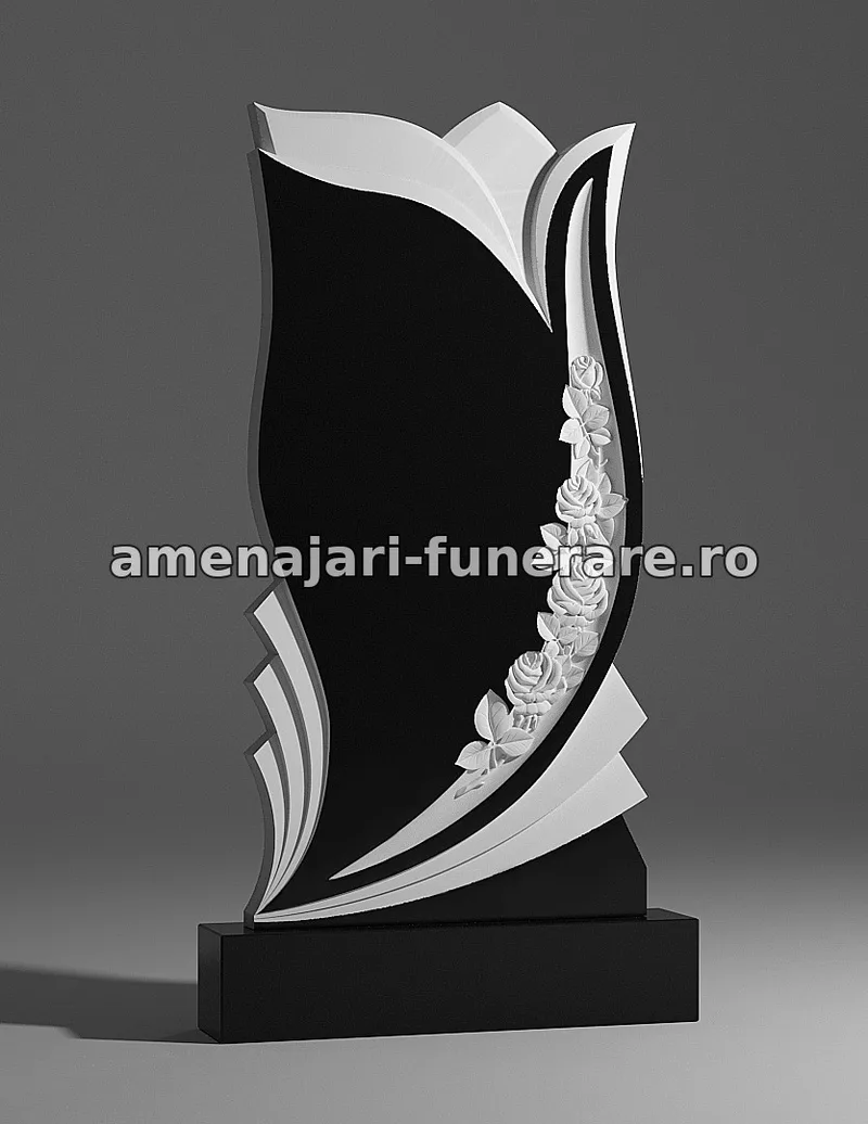 Monument cu flori sculptate - model 253, marmură și granit la amenajari-funerare.ro